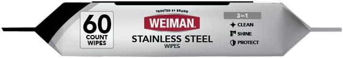 Weiman Stainless Steel Cleaner & Polish Kit, 2 Wipes & Cloth, Anti-Fingerprint, Removes Grease, Water Spots, Streaks & Residue, Polishing Cleaner Safe for Appliances, Chrome, Sinks & Grill Exteriors
