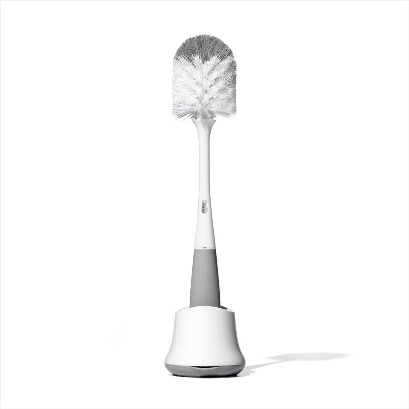 OXO Tot Bottle Brush with Nipple Cleaner and Stand – Gray, 2-Pack