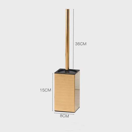 Toilet Brush and Holder, Stainless Steel Square Toilet Bowl Brush Freestanding with Lid,Toilet Cleaner Brush Set for Bathroom Storage,Brushed Gold