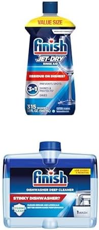 Bundle of Finish Jet-Dry Dishwasher Rinse Aid 32 oz, 300 washes + Finish Dishwasher Cleaner Liquid, 3 Month Supply, 8.45oz
