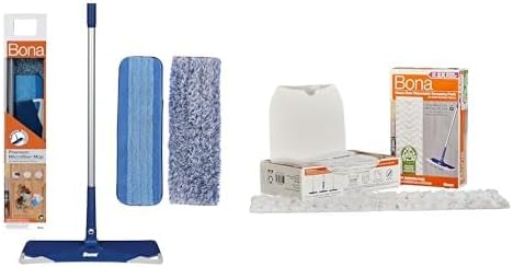 Bona Premium Microfiber Floor Mop - Includes Microfiber Cleaning Pad and Microfiber Dusting Pad - Dual Zone Cleaning + Bona Heavy Duty Disposable Sweeping Pads for Multi-Surface Floors, 24 ct Pack