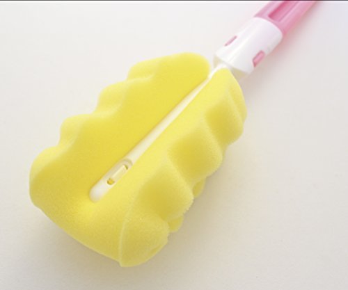 MoomooBaby Triple Baby Bottle Cleaner Brush Set - Includes Baby Bottle Brush Cleaner, Nipple Brush & Straw Cleaning Brush - Eco-Conscious Plastic Handle with Non-Slip Grip, Replaceable Sponges - Green