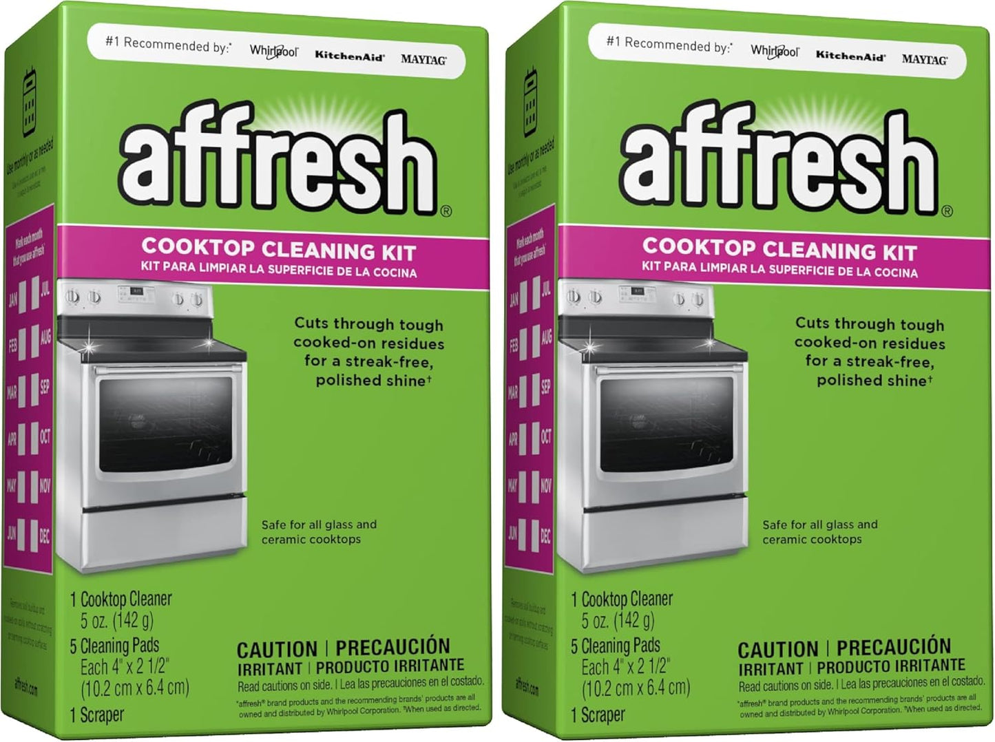 Affresh Cooktop Cleaning Kit, Safe for Glass & Ceramic Cooktops, Includes 5 oz cleaner, 5 pads, 1 scraper
