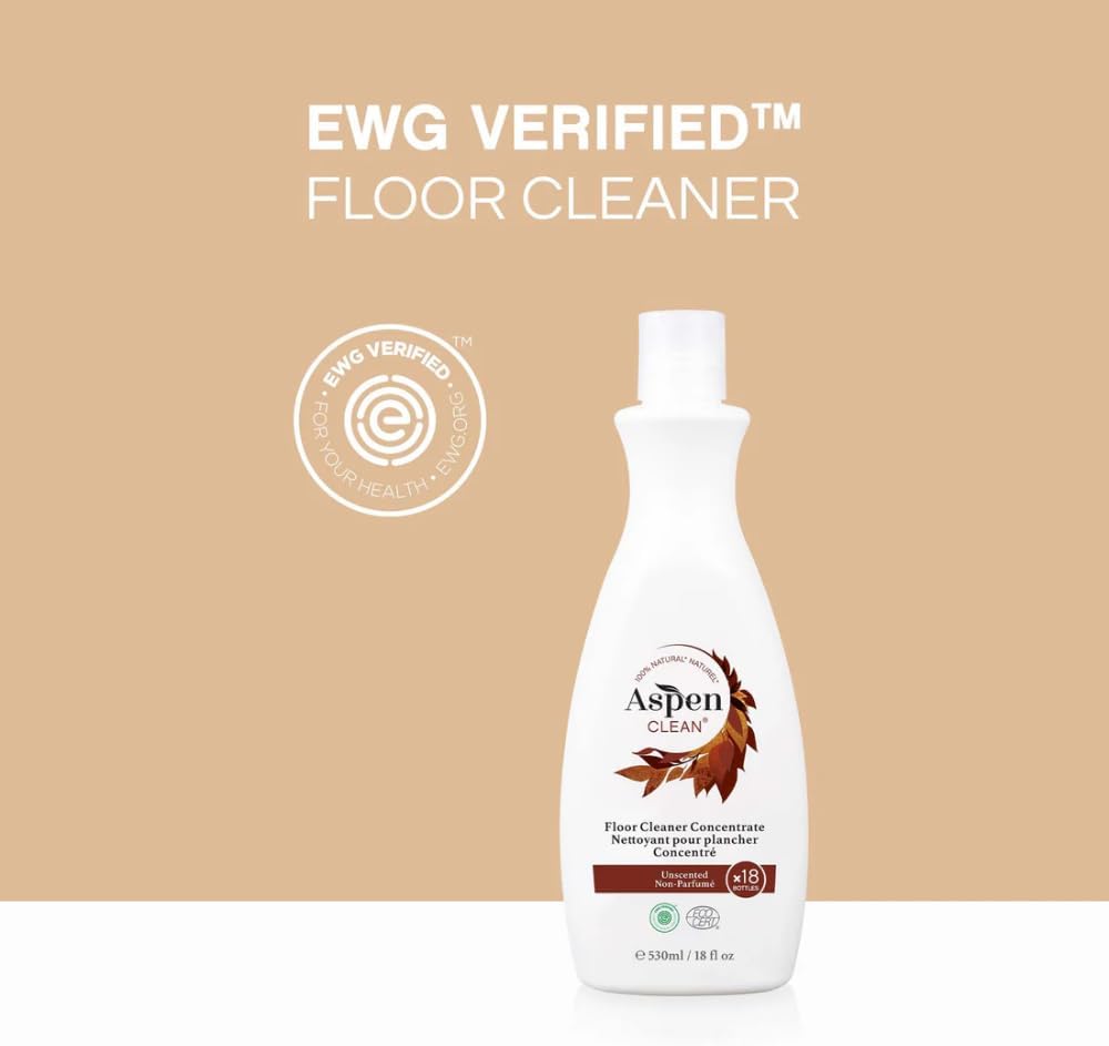 AspenClean Natural Floor Cleaner Concentrate | Makes 18 Bottles | EWG Verified | Safe for Tile, Wood & Laminate | 18 fl oz