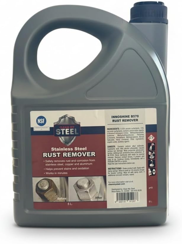 CLEAN MY STEEL Innoshine B570 Stainless Steel Rust Remover and Cleaner, NSF Certified, Approved for Food Contact Areas, 4 oz