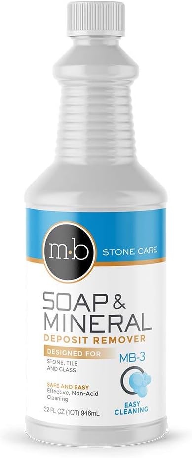 MB Stone Care - MB-3 Soap, Mineral Deposit & Grout Film Remover (For Cleaning Concrete, Granite, Marble, Limestone, Travertine, Quartzite, Serpentine & Terrazzo) (1 Quart)