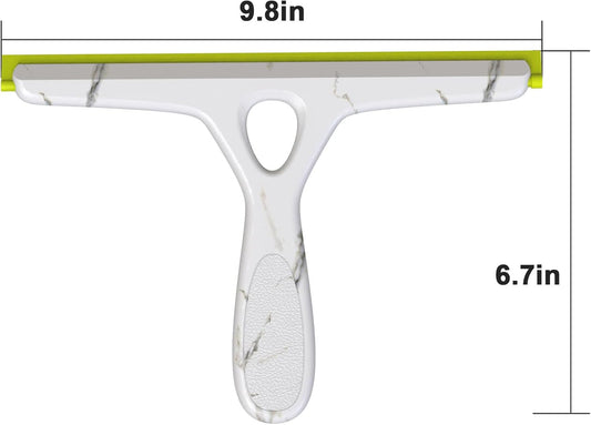 Window Squeegee with Ergonomic Handle, Shower Squeegee for Glass Doors, White and Green, Non-Slip Grip, Glass Cleaning Tool for Windows(Set of 2)