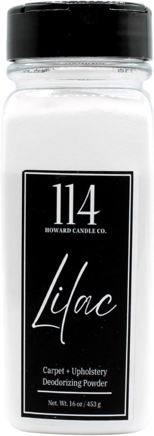 Carpet Deodorizer & Freshener Powder - Upholstery, Couch & Rug Odor Eliminator for Strong Odor & Pet Urine | Baking Soda Formula | Lilac in Full Bloom | Safe for Kids & Pets | 1-1-4 Howard Candle Co.