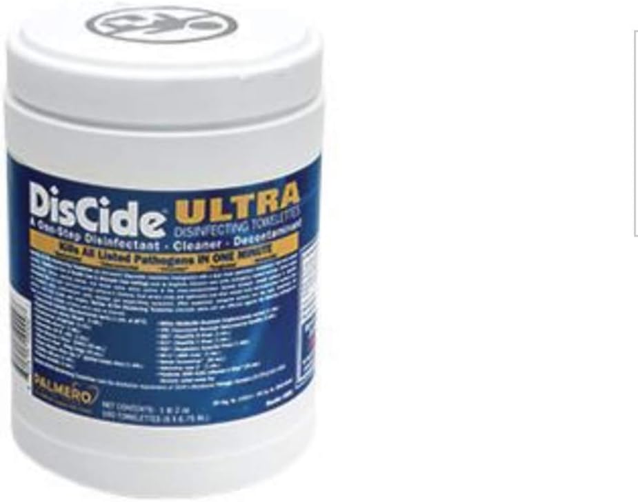 PT# -60DIS PT# # 60DIS- Disinfectant Towelette Discide Ultra Small 6x6-3/4" 160/Pk by, Palmero Sales Co Inc