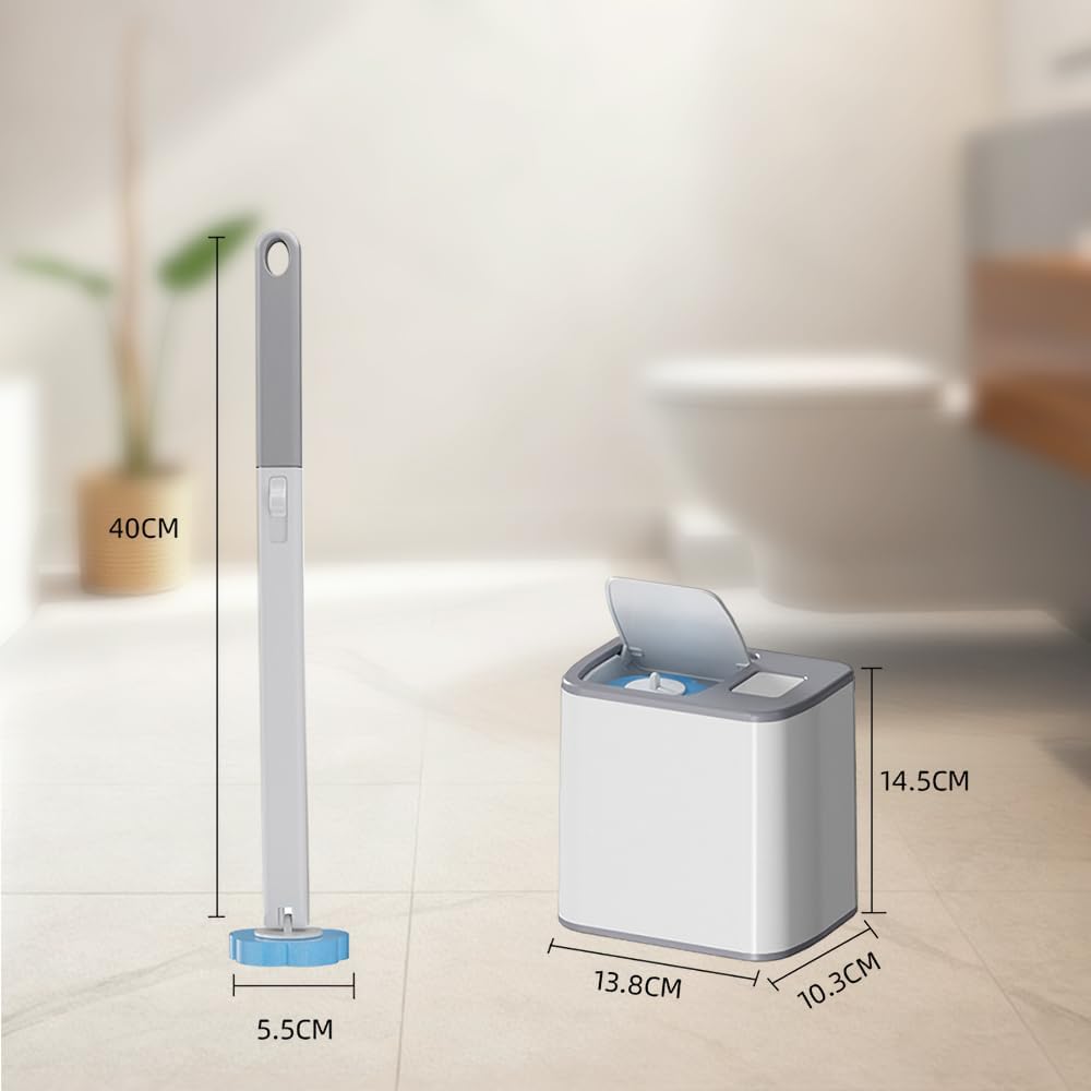 HomeBeyond Disposable Toilet Brush, Toilet Cleaning System with 24pcs Refills Brush, Extended Handle Bowl for Hygienic Bathroom Maintenance, Bathtub