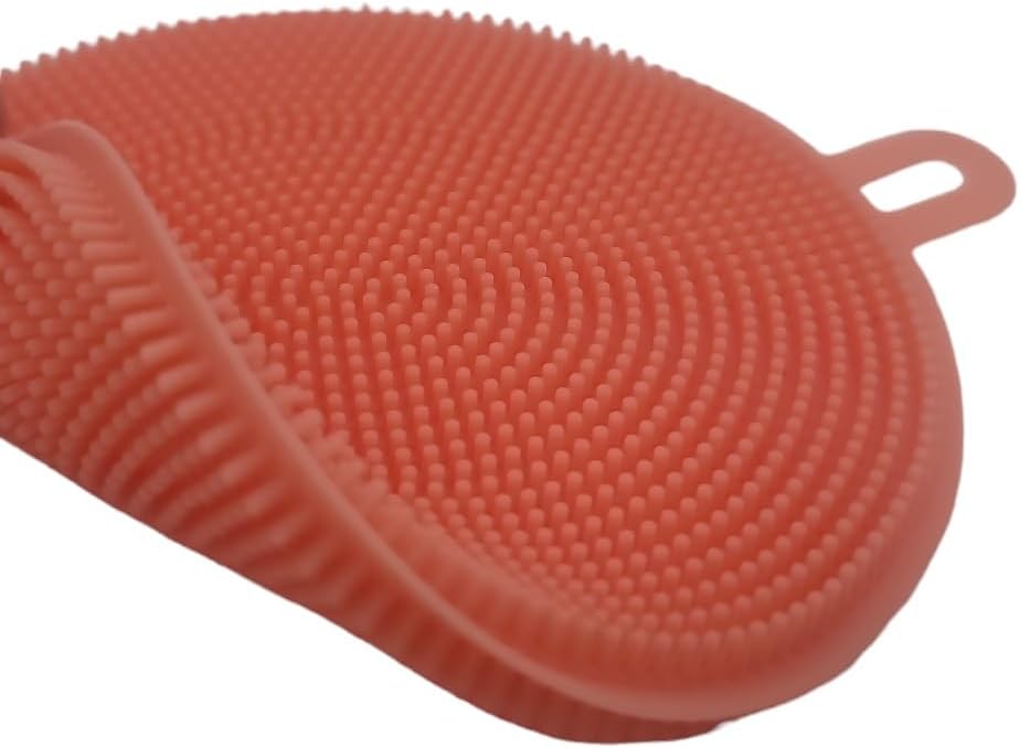 Handy Housewares 4" Round Silicone Dish Scrubbing Sponge/Vegetable Scrubber Brush (Pastel Blue, 1 Pack)