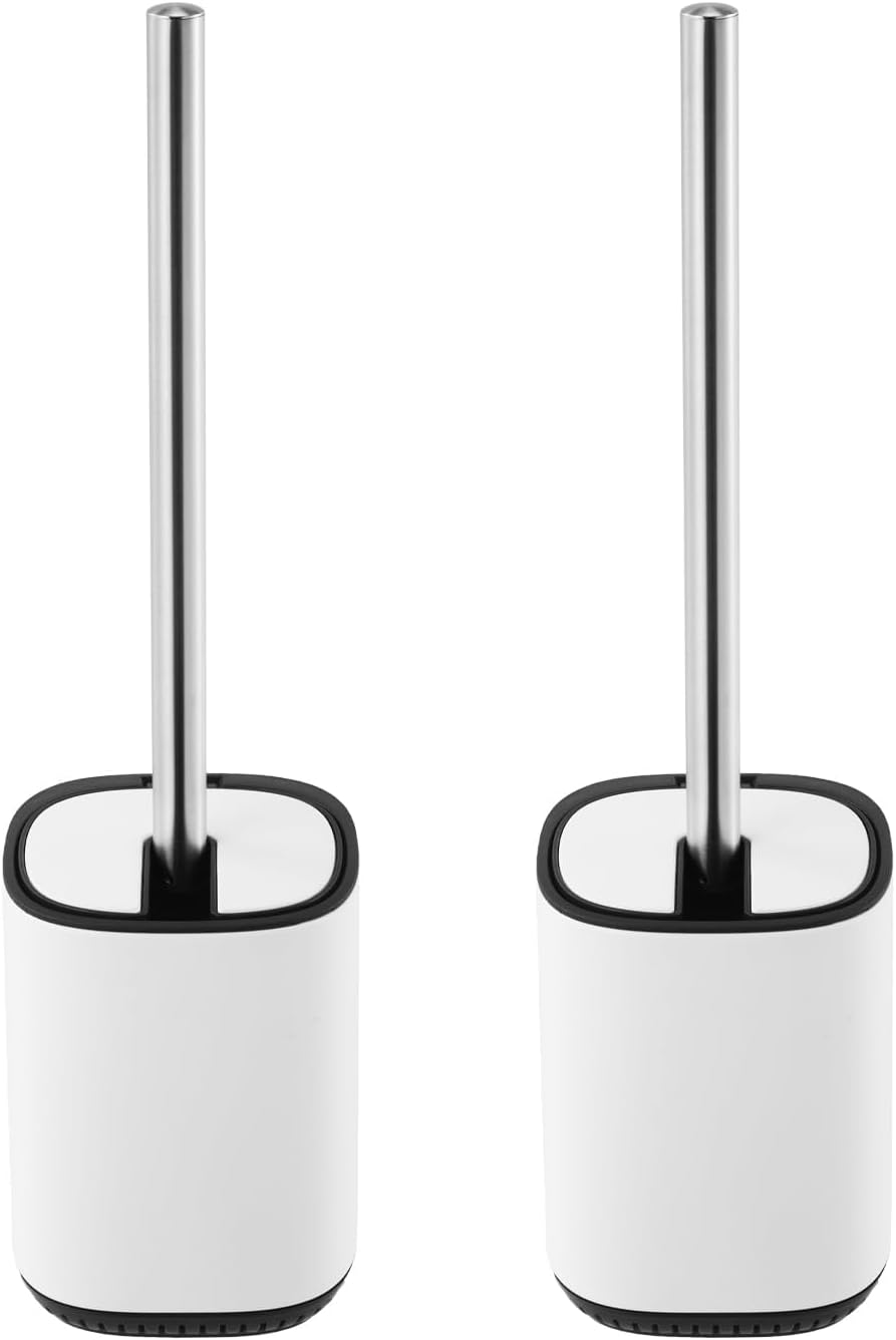 Toilet Brush and Holder Set Toilet Bowl Brush Stainless Steel Automatic Open lid Toilet Bowl Cleaner Brush Set Toilet Scrubber Kit Toilet Cleaning Brush for Bathroom