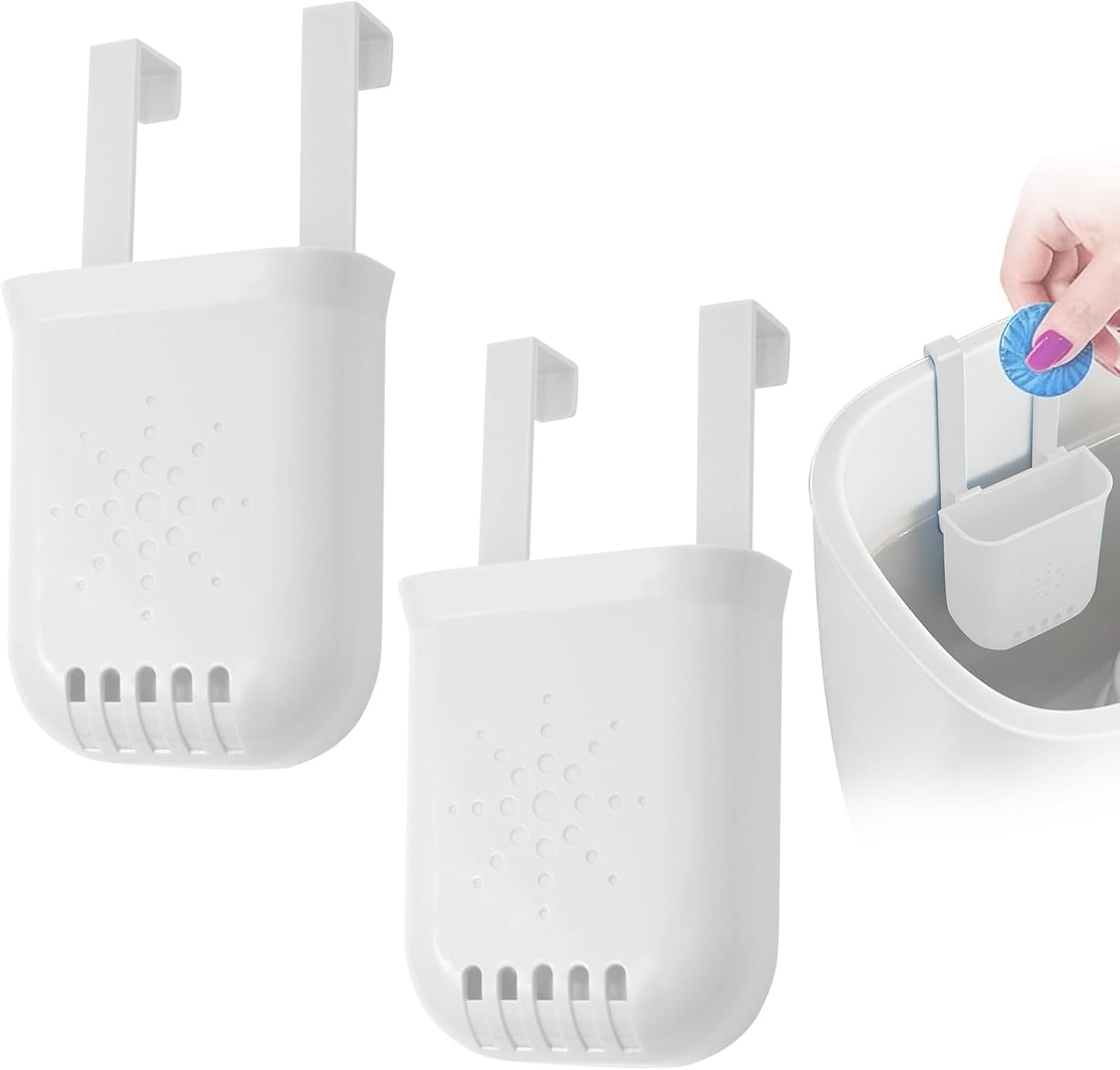 Controlled Release Toilet Bowl Cleaner Tablets Holder, Universal Toilet Tank Cleaner Dispenser with Adjustable Hooks, Hanging Bleach Tablet Bracket for Long-Lasting Cleaning, Prevents Tank Buildup