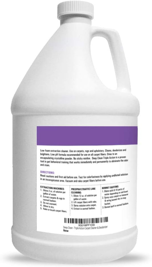 Stuart Pet Supply Co. Professional Strength Deep Clean (Gal.) 3X Carpet Cleaner Solution & Deodorizer, Concentrated Encapsulating Carpet Shampoo, Pet Odor & Dirty Carpet Cleaning Solution 128 fl oz.