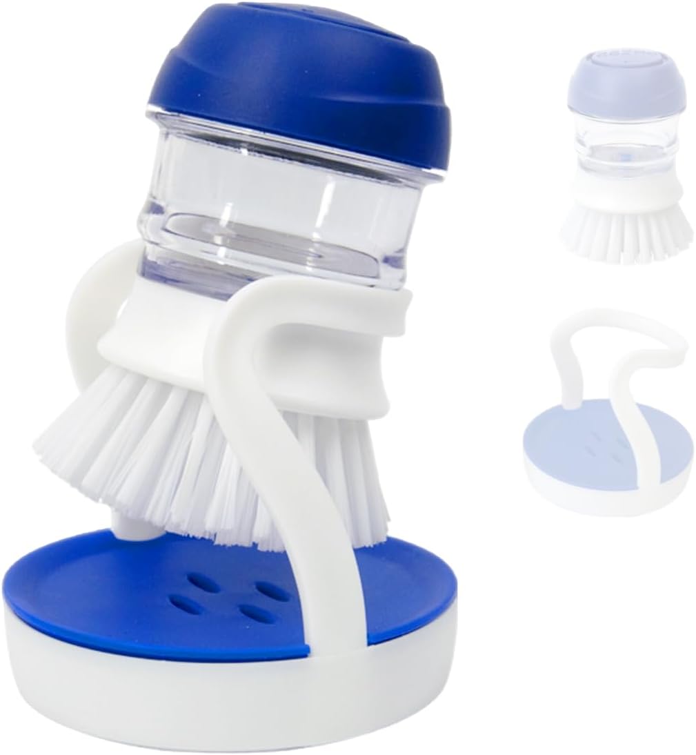 CELOX Soap Dispensing Dish Brush Set with Holder for Dishes