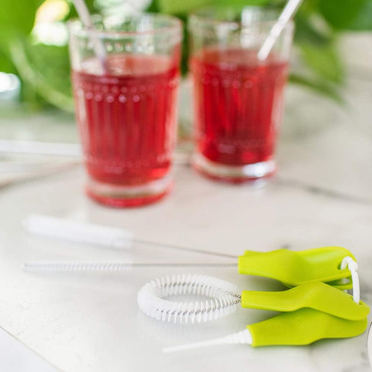 Full Circle Little Sipper, Bottle and Straw Cleaning Brush Set, Sizes for Both Narrow & Wide Straws, Green
