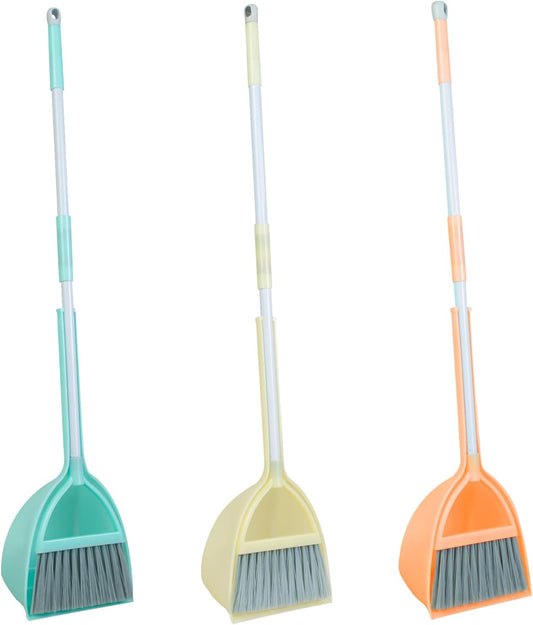 Mini Broom with Dustpan for Kids,Little Housekeeping Helper Set (Light Blue)