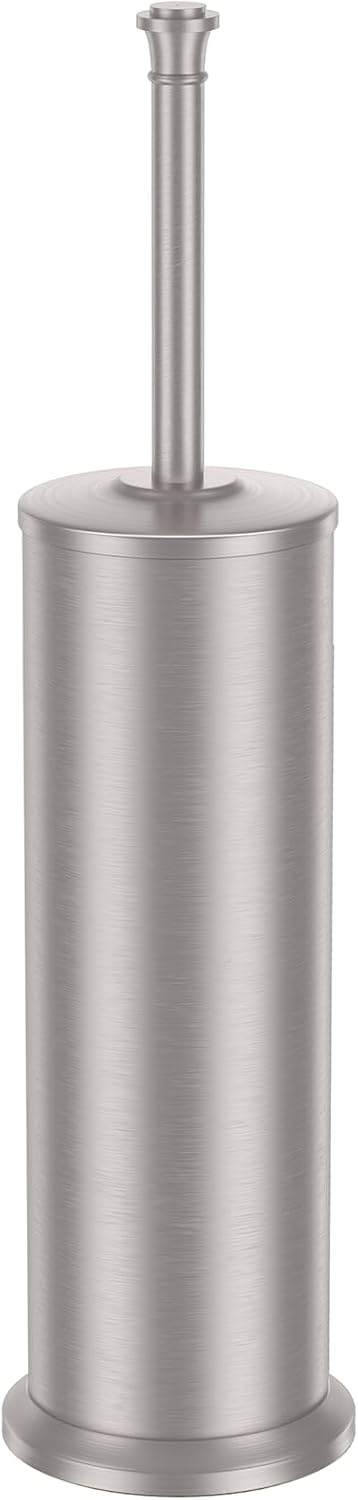 Stain Nickel Toilet Brush and Holder,Extra Long Handled Toilet Brush for Bathroom,Stainless Steel Heavy Duty Toilet Bowl Brush,Removable Inner Bowl,Deep Cleaning Dense Bristles Brush -Space Saving