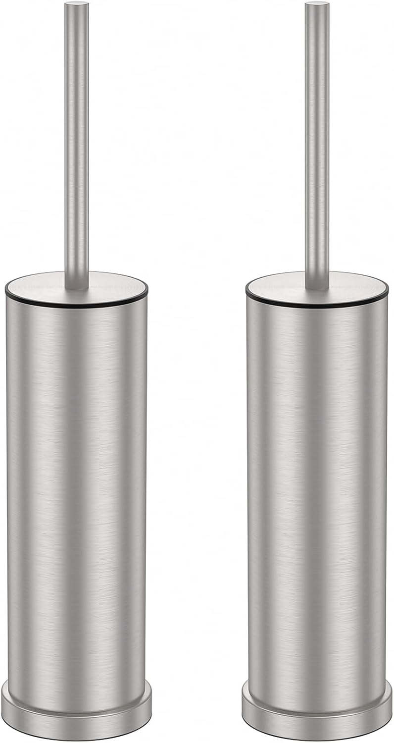 Bronze Toilet Brush and Holder Set,Stainless Steel Heavy Duty Toilet Bowl Brush,Extra Long Handled Modern Toilet Cleaner Brush, Removable Inner Bowl, and Splash Protection