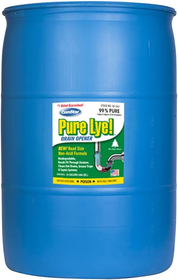 Pure Lye 1 lb - Unique Sodium Hydroxide Beads | Drain Opener & Soap Making | Biodegradable, Eco-Friendly (30-500)