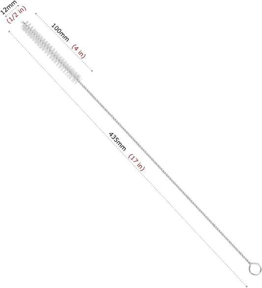 GFDesign Drinking Straw Cleaning Brushes Set 17" Extra Long 1/2" Extra Wide Pipe Tube Cleaner Nylon Bristles Stainless Steel Handle - 17" x 1/2" (12 mm) - Set of 4