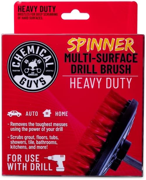 Chemical Guys ACC507 Medium Duty Spinner Multi-Surface Drill Brush Attachment (Fits Any Standard Drill - Power Scrubber Removes Stains & Cleans Floor Mats, Upholstery & Carpets), Yellow
