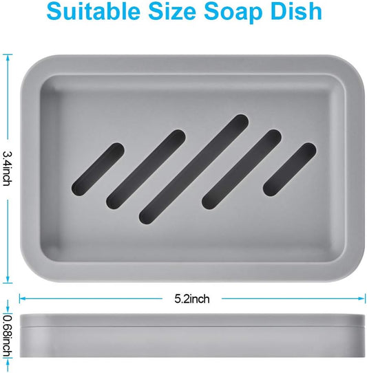 2PCS Draining Soap Dishes, Dishwashing Sponge Soap Holder with Water Tray, Keep The Place Dry, Easy to Clean Soap Cases, Suitable for Kitchen, Bathroom, Container (Gray)
