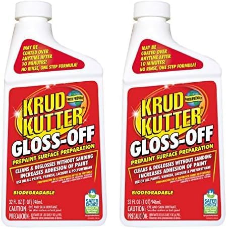 Krud Kutter Gloss-Off Prepaint Surface Preparation Cleaner, 32 oz, No Sanding Liquid Deglosser for Cabinets, Trim, Doors and Furniture, Removes Dirt Grease and Gloss for Paint Adhesion