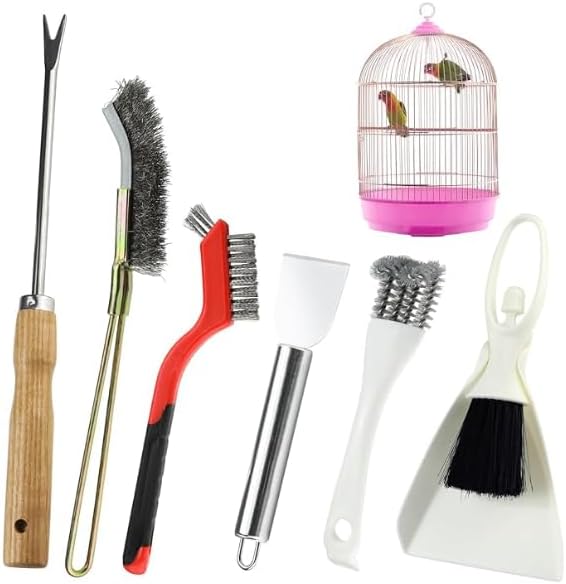 7-Pack Multifunctional Cleaning Brush with Scrapers for Oven, Stove, BBQ, Kitchen Crevices, Oven Racks and Bird Cage Corner Cleaning