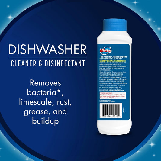Dishwasher Cleaner, Removes Limescale, Rust, Buildup, and Grease, Lemon Scent, Made in the USA, 12 Ounce Bottle, 3-Pack