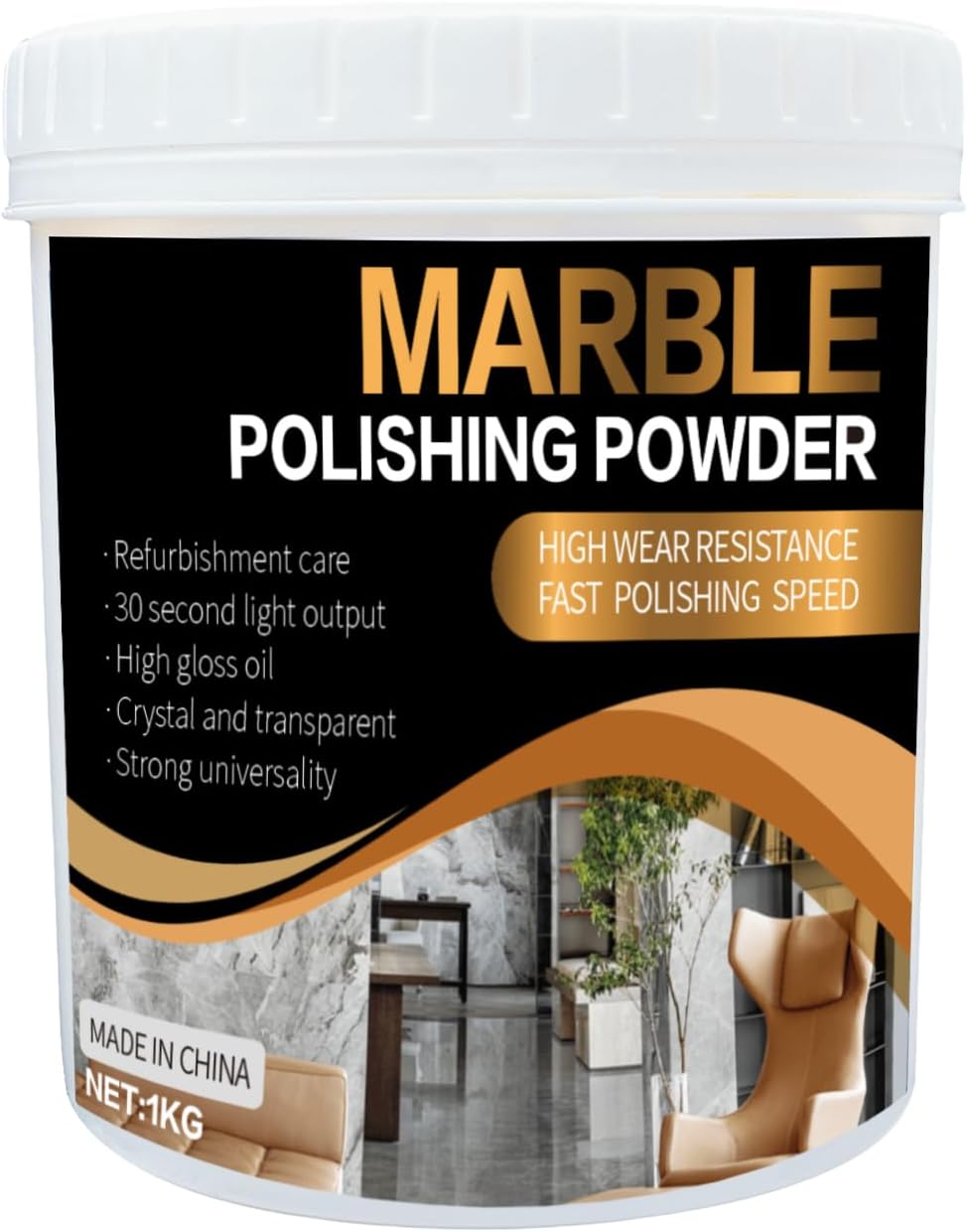 Marble Polishing Powder – for Granite, Marble & Stone Surfaces,Helps Restore Shine and Improve Surface Gloss – For Countertops, Floors & Walls – 2.2 LB(1 Piece)