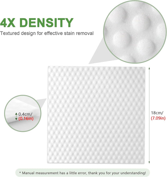 20 Pack Magic Eraser Sheets, 4X High Density Melamine Sponge Scrubber with Textured Dots, Thin Flexible Cleaning Pads for Faucets, Kitchen, Shoes & Tight Spaces (7x7 inch)