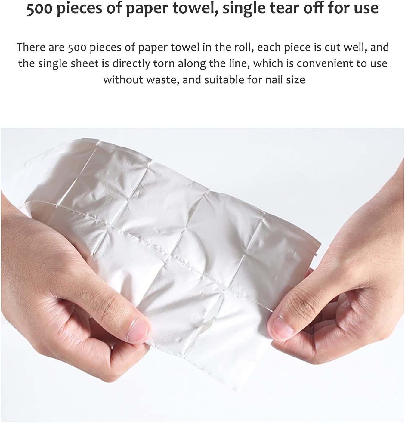500Pcs/1 Roll Lint Free Nail Art Gel Polish Remover Cotton Pad Nail Wipe Cotton Pads Cleaner Cleaning Dust Cleaning Degreasing Nail Napkins Cotton for Women and Girls Salon Nail Art Daily
