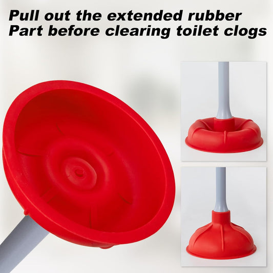 Toilet Plunger and Brush Set for Bathroom Cleaning with Holder, 16inch Plunger and Brush with Holder for Deep Cleaning Bathroom