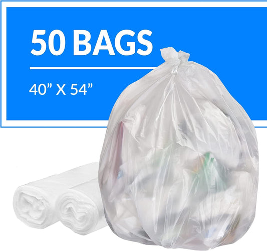 Reli. SuperValue 55-60 Gallon Trash Bags | 50 Count | Made in USA | Heavy Duty | Clear Multi-Use Garbage Bags
