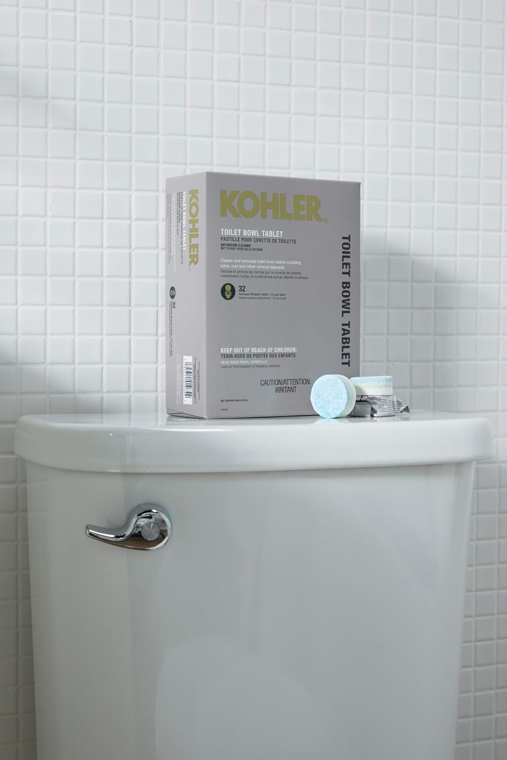 Kohler K-28634-NA Toilet Bowl Cleaning Tablets, Clean & Remove Stains, Fresh Ocean Scent, 32 Individually Wrapped Tablets