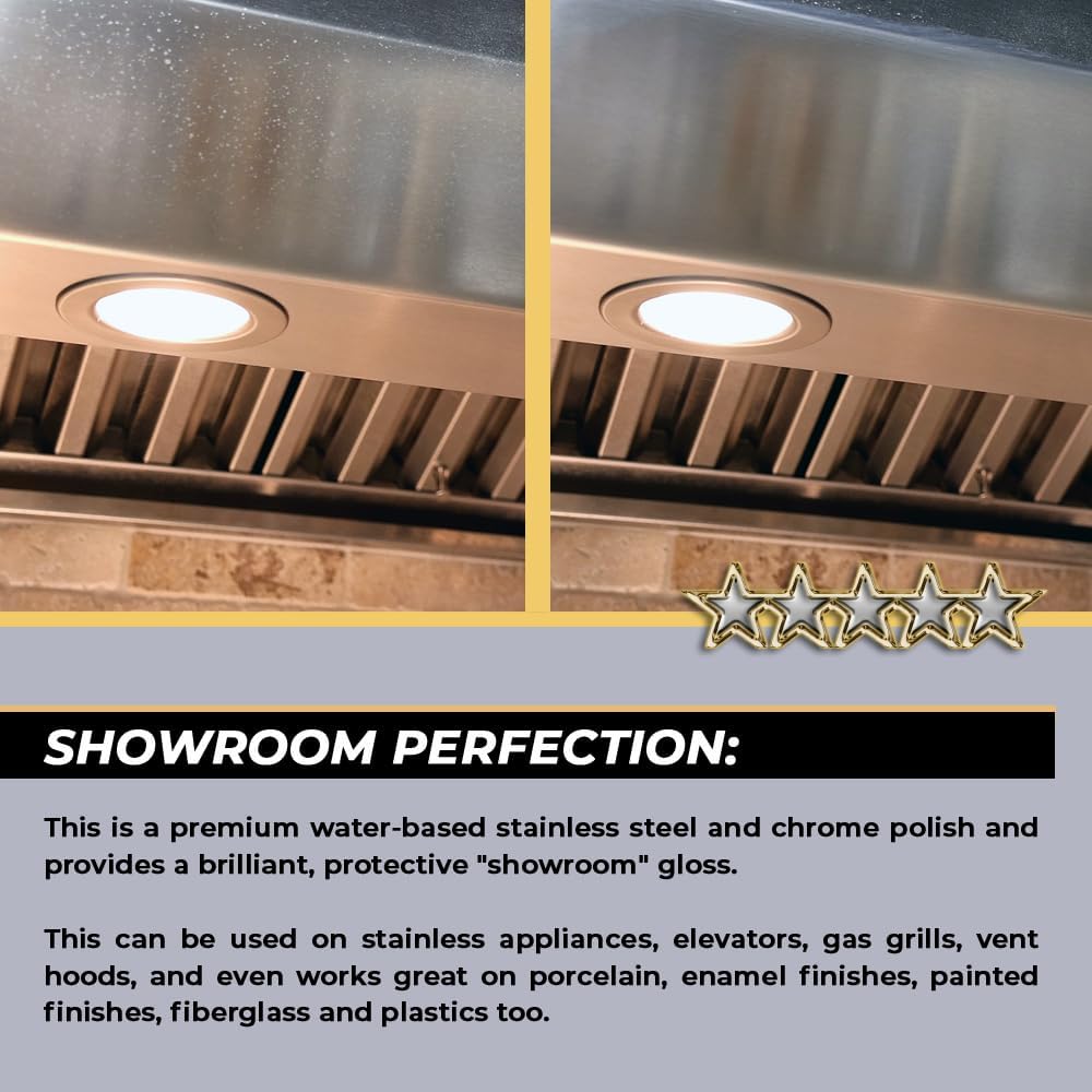 Flitz Stainless Steel Polish Protectant - 32oz Bottle, USA-Made Ceramic Coating for Stainless Steel Appliances, Repels Fingerprints & Water Spots - Aluminum & Chrome Polish & Protectant (1 Pack)