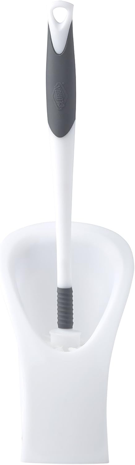 Clorox Covered Toilet Brush and Caddy with Splash Guard & Non-Skid Base, 2-Piece, White