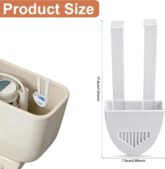 Toilet Tank Cleaning Tablet Holder, 17.8x7.5cm/7.01x2.95in White Plastic Hanging Cleaning Tablet Caddy Brackets Fits Most Standard Toilet Tanks Easy to Install