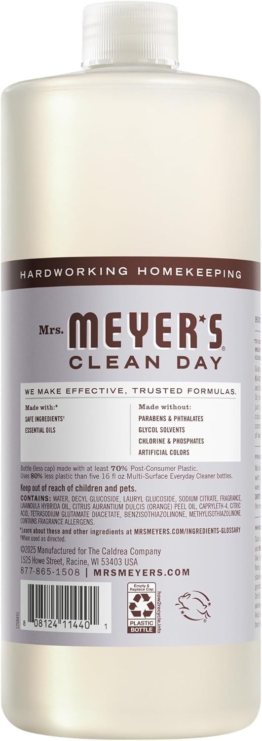 MRS. MEYER'S CLEAN DAY Multi-Surface Everyday Concentrate, Lavender Scent, 32 Fl Oz Bottle