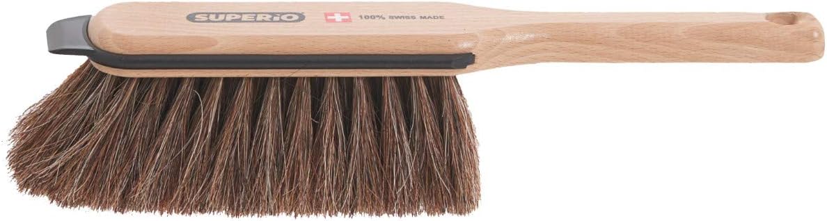 Superio Handheld Comfort Grip Dustpan and Brush Set - Hand Broom with Swiss Natural Horsehair Bristles.