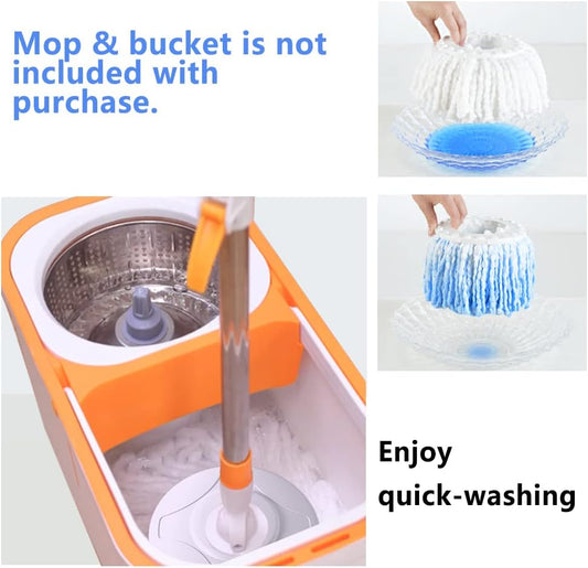 Spin Mop Bucket with Wringer System Extended Mop Handle 61"Mop and Bucket for Floors Cleaning with 5 Replacement Head Refill 1 Cleaning Brush Head