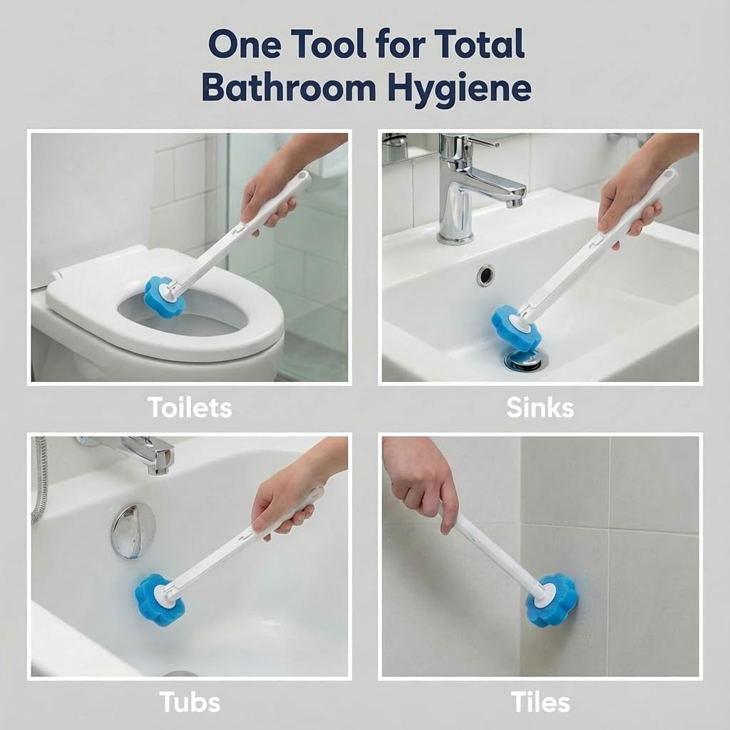 Disposable Toilet Brush for Bathroom Cleaning, Toilet Brush and Holder Set, Deep Cleaning Toilet Bowl Cleaner with Replaceable Heads, Hygienic Storage Design (White -Full Set with 24 Refills)
