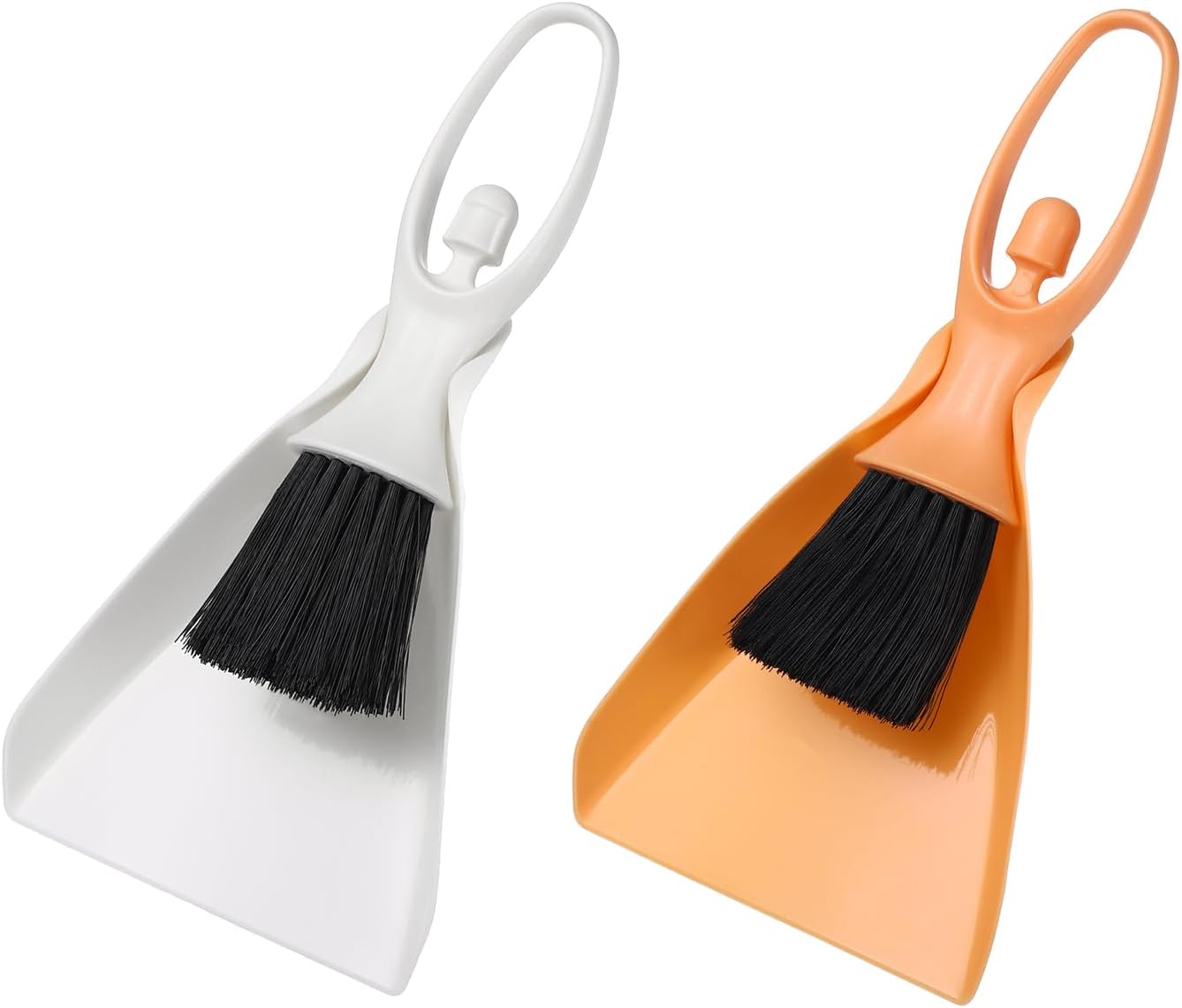 uxcell 2 Pcs Mini Dustpan and Brush Set, Small Broom and Dustpan Set for Office Tabletops Sofas Keyboards Home Cleaning Tool, Orange Pink