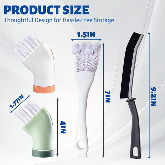 Crevice Cleaning Brush Set,Grill Brush,Hard Bristle Crevice Cleaner Connected to Mineral Water Bottle,for use in: Kitchen, Bathroom Sinks and Corners, Crevices, Window Tracks, and Tight Spaces.4pcs