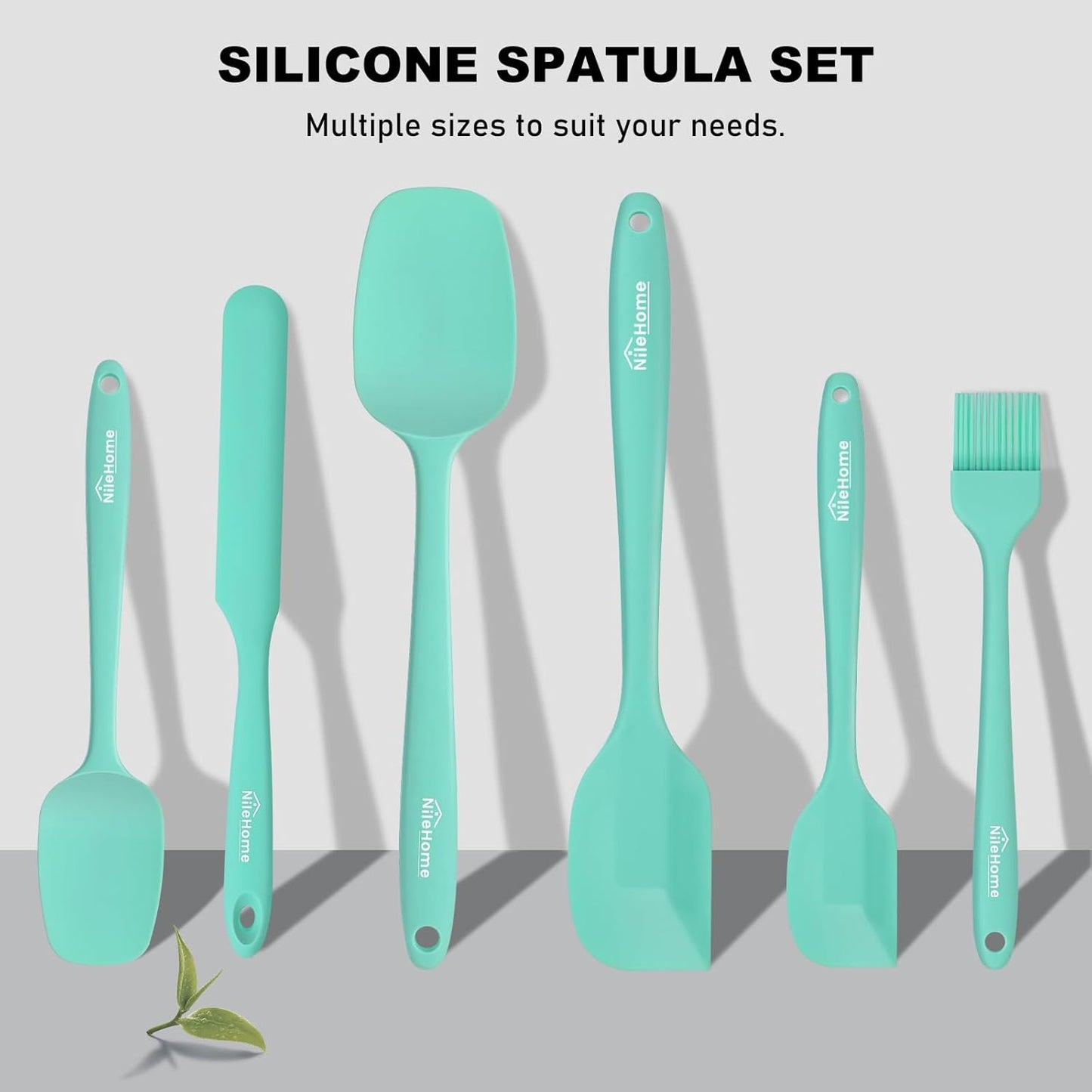 NileHome Silicone Spatula Set, 6 Pieces Food Grade Kitchen Utensils with Silicone Brush Heat Resistant Dishwasher Safe BPA-Free Rubber Spatula for Scraping, Baking, Cooking, Mixing-Forest Style