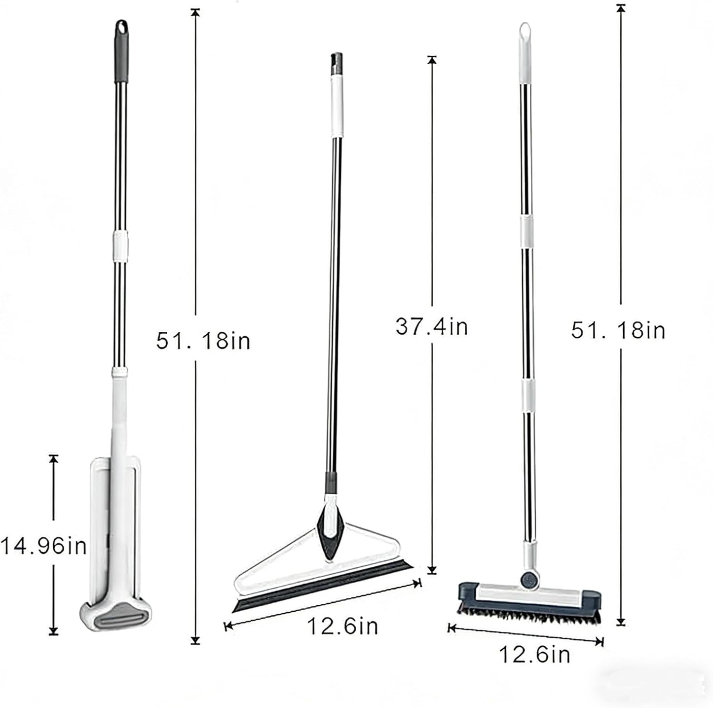 Hands-Free Self Wringing Flat Mop - Microfiber Floor Cleaning Tool with Washable Pads, Scrub Brush, Squeegee (1 Mop+6 Pads+1 Brush+1 Glass Wiper)