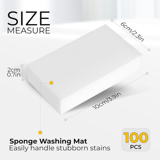 (100 Pack 3.9"x2.3"x0.8") Melamine Sponges Magic Cleaning Sponges in Bulk Eraser Sponges for Kitchen Bathroom Cleaning Supplies for Stains and Dirt