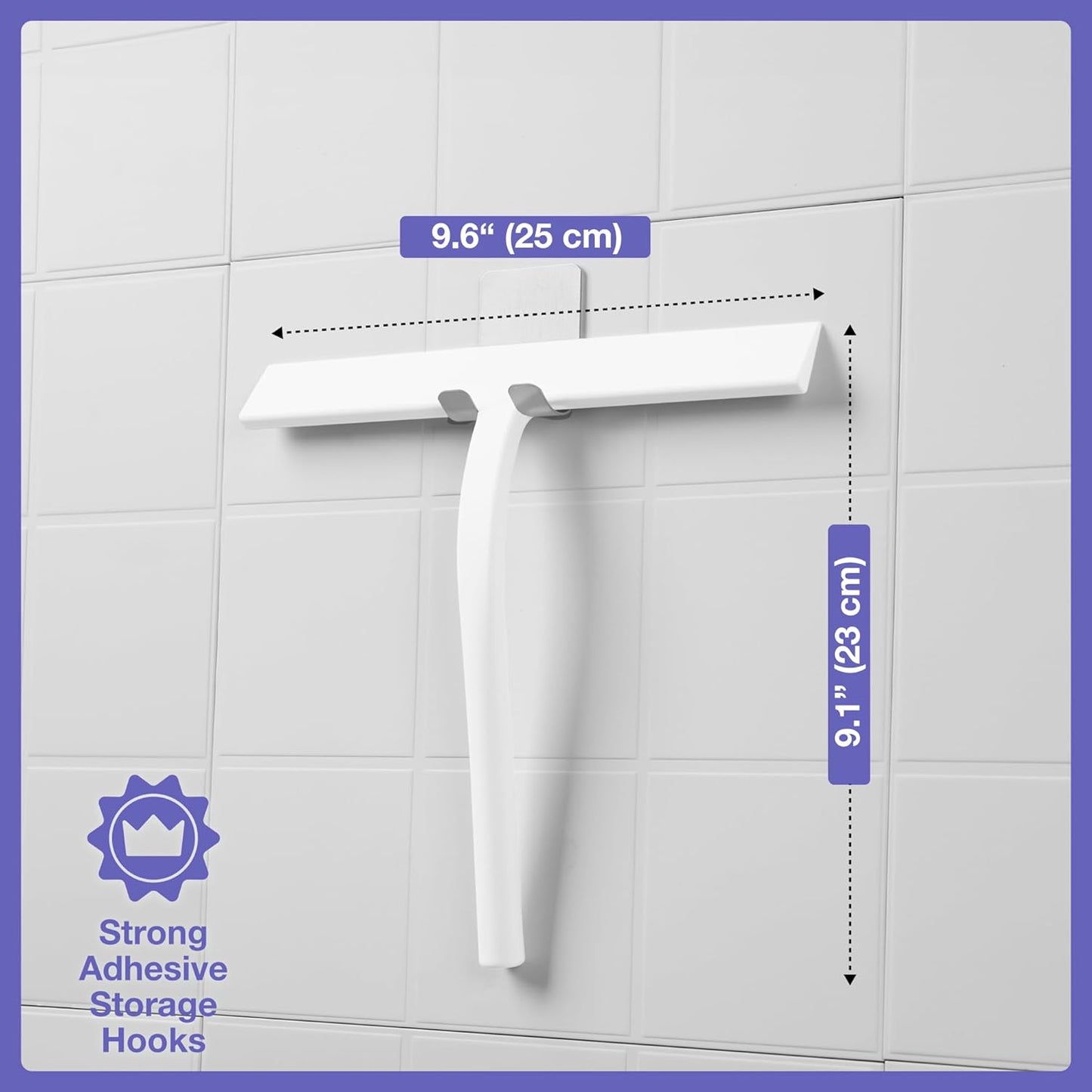 Kincmax All-Purpose Shower Squeegee - Stainless Steel Silicone Bath Squeegee for Glass Doors - Window and Door Squeegee With Hook - Bathroom Kitchen - Medium Black