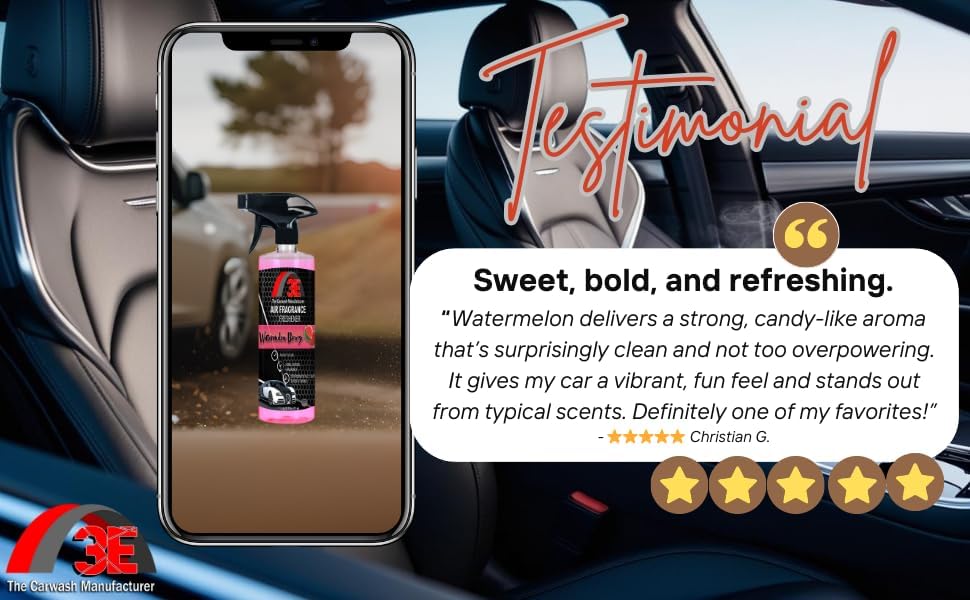 3E Car Air Freshener Premium Baby Powder Scent 16 fl oz – Professional Automotive Air Freshener & Odor Eliminator, Long-Lasting Interior Fragrance for Cars, Trucks, SUVs, RV, Home & Office